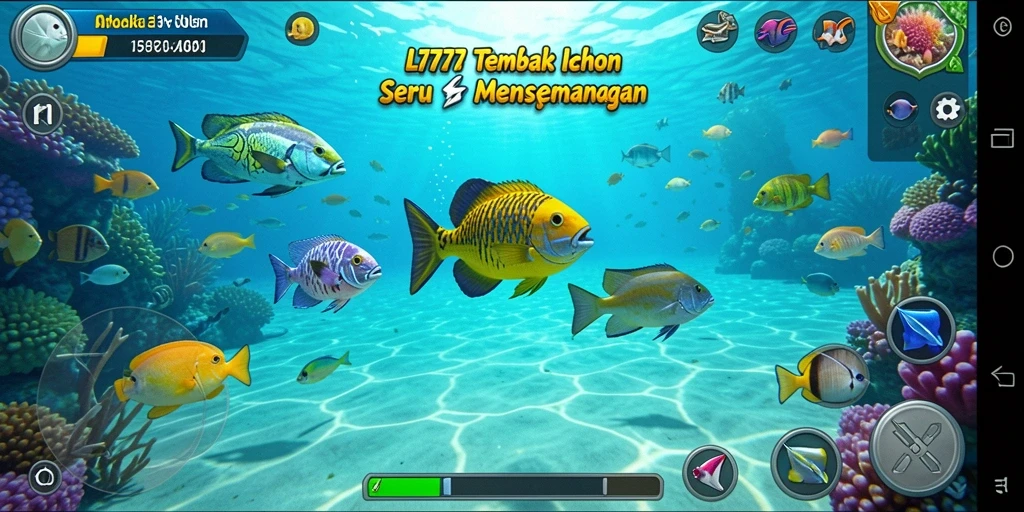 Tampilan gameplay seru di L777 saat menembak ikan.