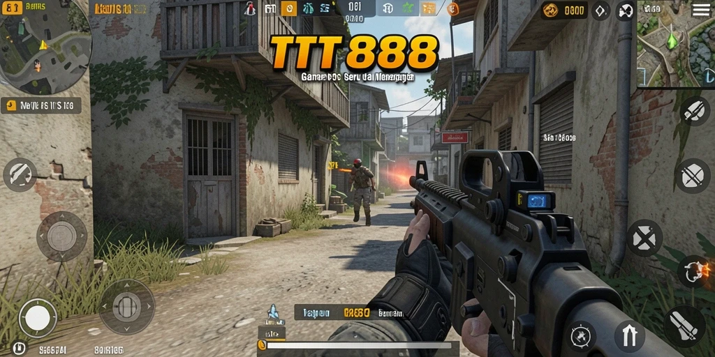 Screenshot gameplay TTT888 menunjukkan aksi seru di medan perang.