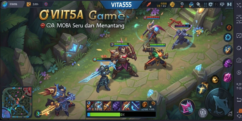 Screenshot gameplay VITA555 yang menampilkan pertarungan tim epik.